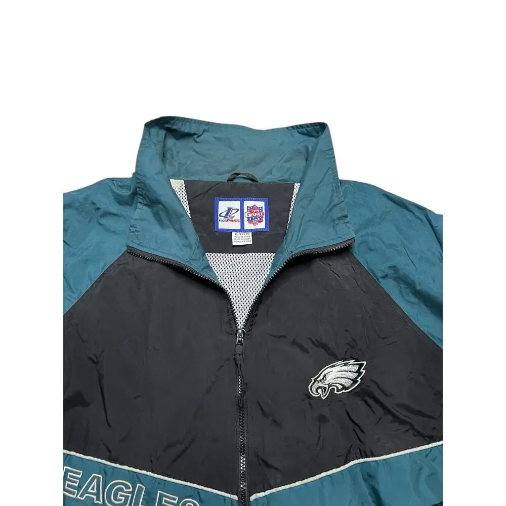 Vintage 90's Philadelphia Eagles  Zip Up Windbreaker Jacket Men’s Sz XL  Y2K - Picture 6 of 10